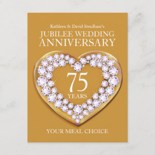 Tarjeta De Recepción 75.º Boda de Jubileo