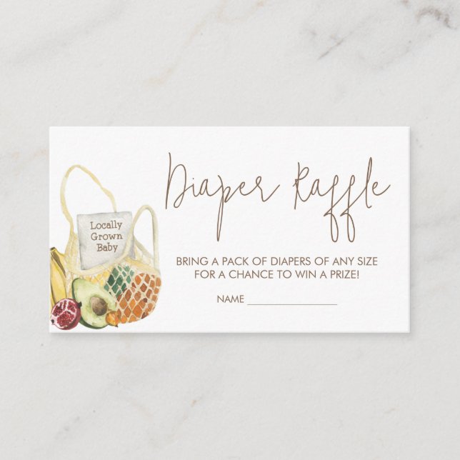 Tarjeta De Recepción 960 Bebé Orgánico Baby Shower Diaper Raffle (Anverso)