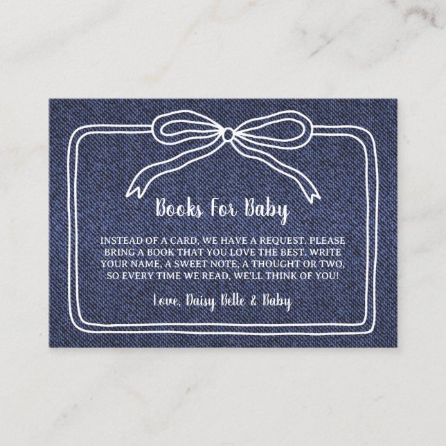 Tarjeta De Recepción A Little Blue Jean Baby Denim Boy Baby Shower  (Anverso)