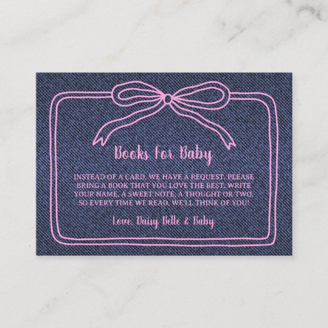 Tarjeta De Recepción A Little Blue Jean Baby Denim Girl Baby Shower  (Anverso)
