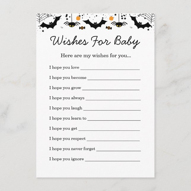 Tarjeta De Recepción A Little Boo Is Almost Due Halloween Baby Shower (Anverso)