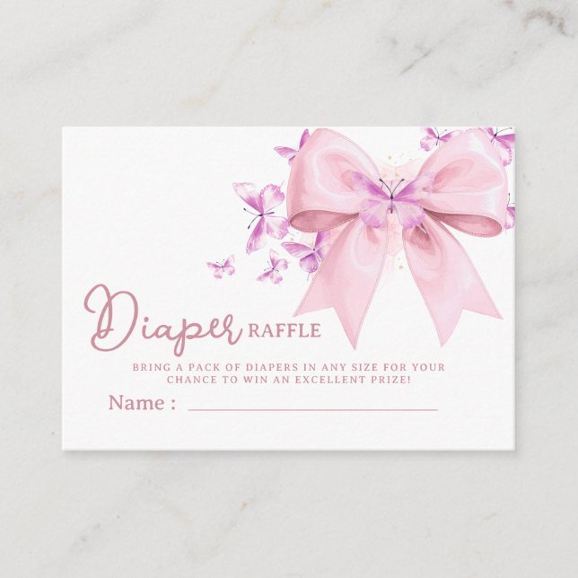 Tarjeta De Recepción  A Little Butterfly Bow Baby Shower  (Anverso)