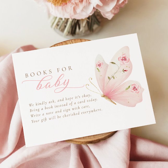 Tarjeta De Recepción A Little Butterfly Floral Books for Baby Card (Subido por el creador)