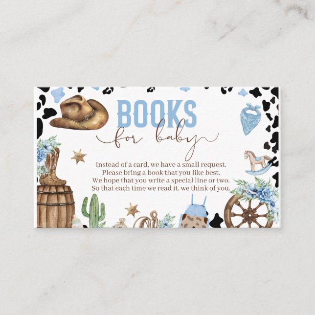 Tarjeta De Recepción A Little Cowboy Wild Western Boy Blue Baby Book (Anverso)