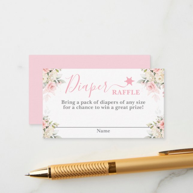 Tarjeta De Recepción A little Cowgirl Baby shower Diaper Raffle Card (Anverso/Reverso In Situ)