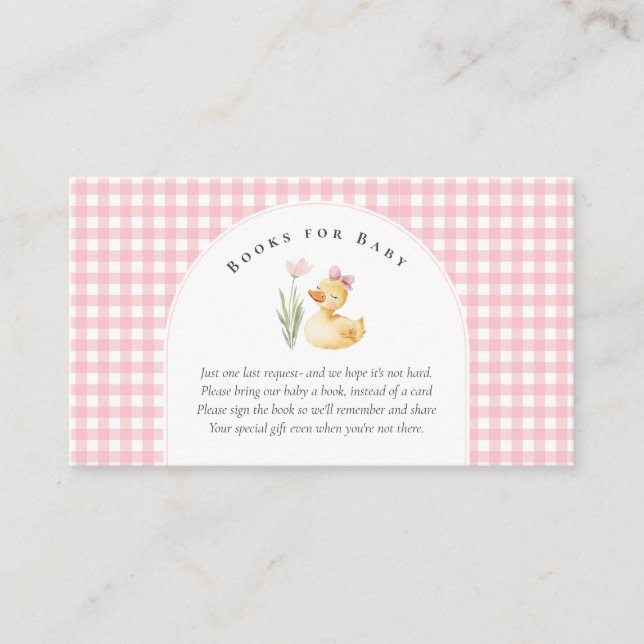 Tarjeta De Recepción A Little Duckling is on the Way Bow Baby Shower  (Anverso)