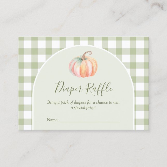 Tarjeta De Recepción A Little Pumpkin Fall Baby Shower Diaper Raffle (Anverso)