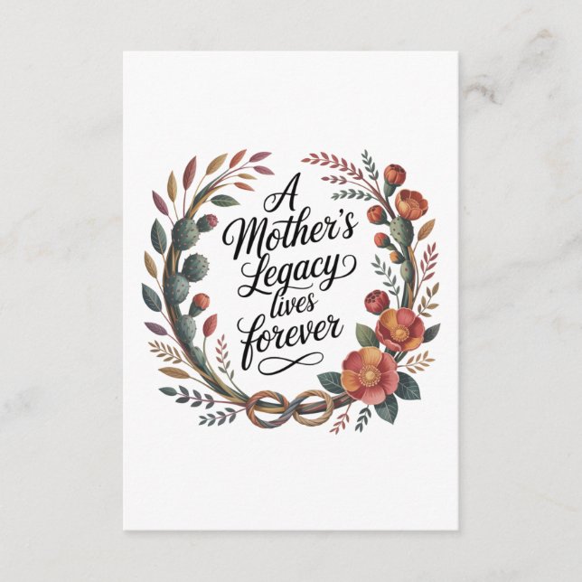 Tarjeta De Recepción A Mother's Legacy Lives Forever (Anverso)