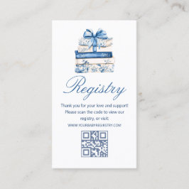 Tarjeta De Recepción a new chapter baby Shower gift registry qr code 