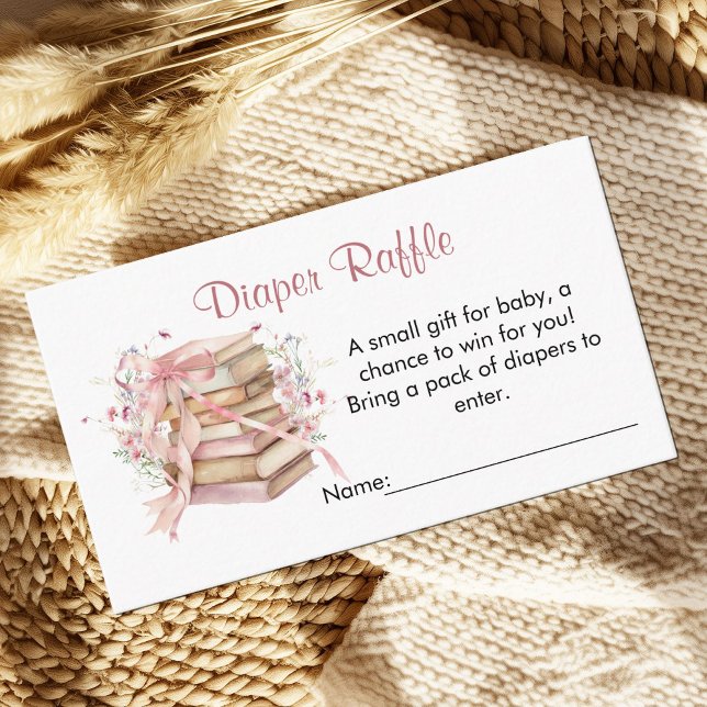 Tarjeta De Recepción A New Chapter Begins Baby Shower Diaper Raffle (A new chapter begins Coquette books baby shower Diaper Raffle card)