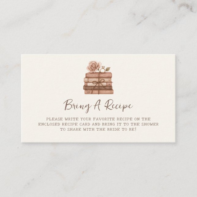 Tarjeta De Recepción A New Chapter Bridal Shower Recipe (Anverso)