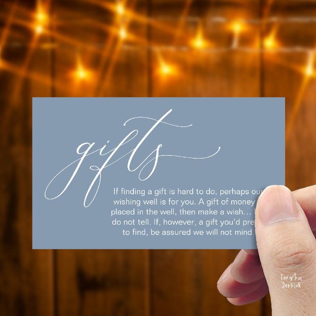 Tarjeta De Recepción A Note On Gifts, Honeymoon Wish Wishing Well, Fund (Honeymoon Fund Wishing Well, Wish, A Note On Gifts Enclosure Card in Dusty Blue)
