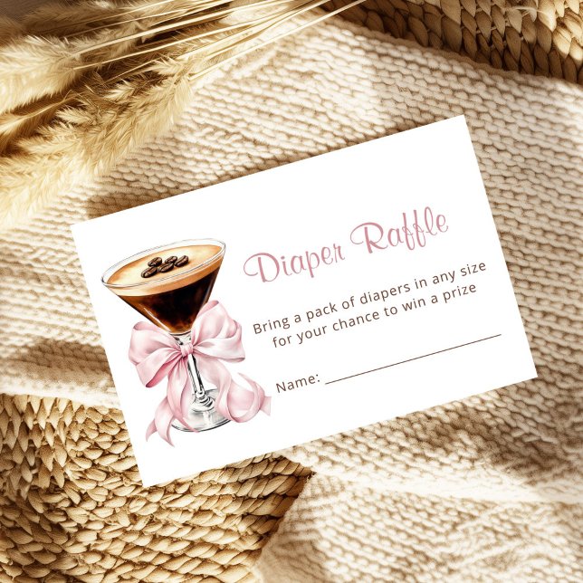 Tarjeta De Recepción A Tini One Martini Pink Diaper Raffle Baby Shower  (A tini One Is on the way Coquette Baby Shower Diaper Raffle Card)