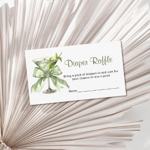 Tarjeta De Recepción A Tini One Martini Sage Diaper Rifa Baby Shower