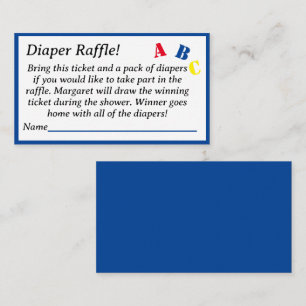 Tarjeta De Recepción ABC Diaper Raffle