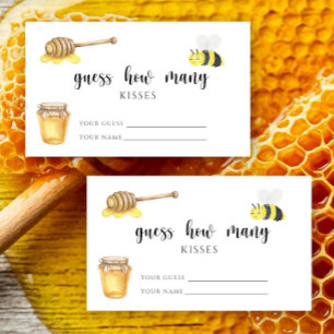 Tarjeta De Recepción Abeja - adivina cuántos BESOS juego de boda