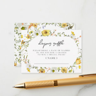 Tarjeta De Recepción Abeja Amarillo acuarela Floral Diaper Raffle