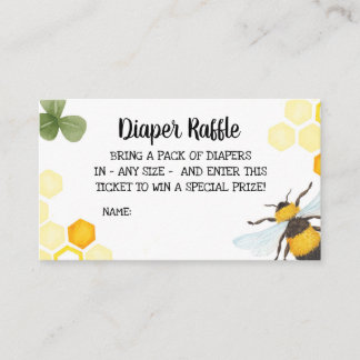 Tarjeta De Recepción Abeja Baby Shower Diaper Raffle Inserte a mamá par