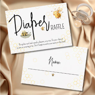 Tarjeta De Recepción Abeja Baby Shower Género Neutral Dulce Diaper Raff