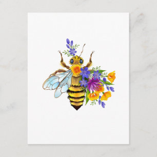 Tarjeta De Recepción Abeja de flor con plantas silvestres