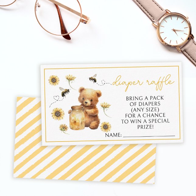 Tarjeta De Recepción Abeja de miel oso de peluche bebé ducha pañal rifa (Subido por el creador)