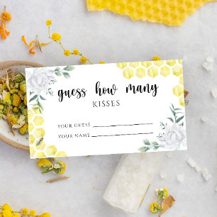 Tarjeta De Recepción Abeja floral - adivina cuántos BESOS juego de boda