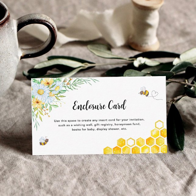Tarjeta De Recepción Abeja Melífera con floral (Subido por el creador)