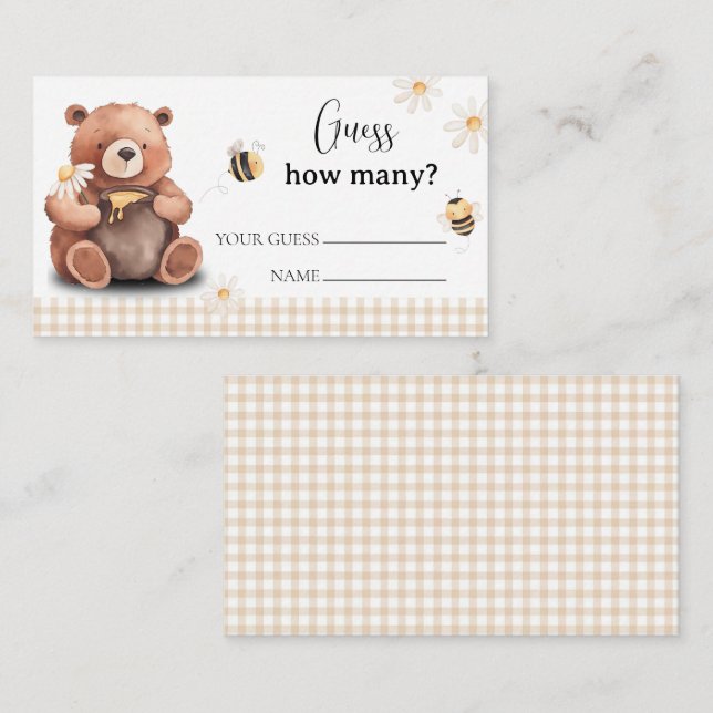 Tarjeta De Recepción Abeja y oso de miel adivina cuántos Baby Shower (Anverso / Reverso)