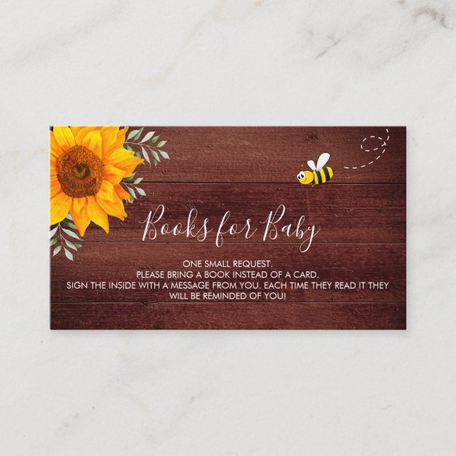 Tarjeta De Recepción Abejas de girasol solicitud de un libro de bebé de (Anverso)