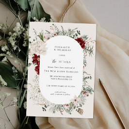 Tarjeta De Recepción Abeto & Encaje | Detalles de Boda de Florales de I