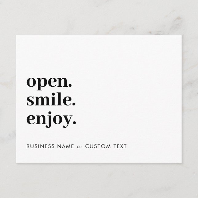 Tarjeta De Recepción Abierto Sonrisa Disfruta De Joyería Gracias Por Ne (Anverso)