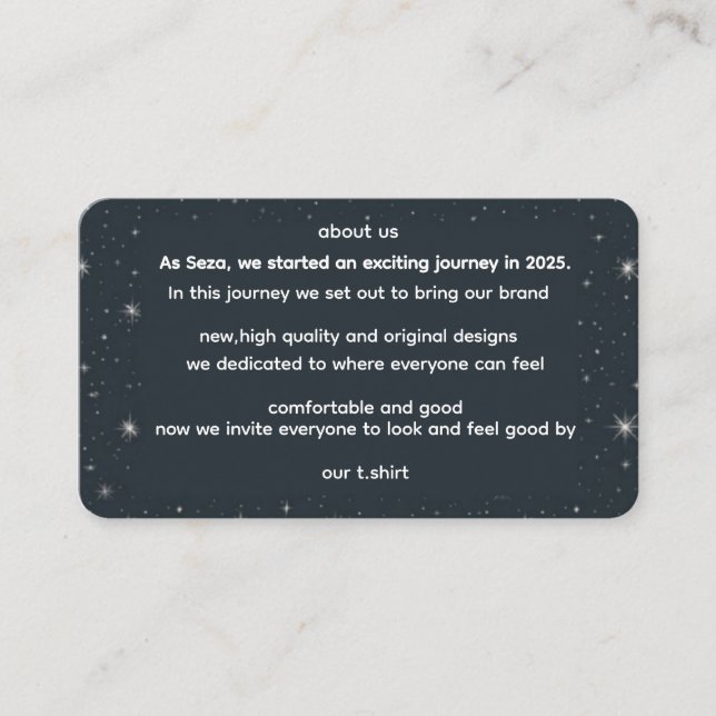 TARJETA DE RECEPCIÓN ABOUT US (Anverso)