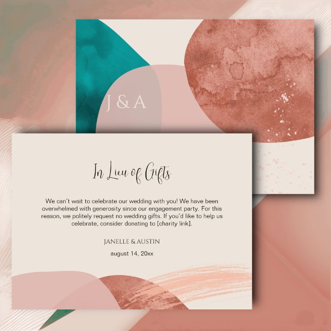 Tarjeta De Recepción Abstracta acuarela en lugar de regalos (Subido por el creador)