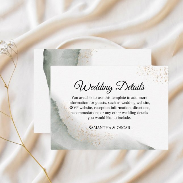 Tarjeta De Recepción Abstracto Acuarela Green Bruskes & Gold (Subido por el creador)