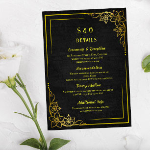 Tarjeta De Recepción Academia Oscura Gótico Negro Oro Elegante Boda
