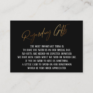 Tarjeta De Recepción Acerca de los regalos Boda moderno de escritura a