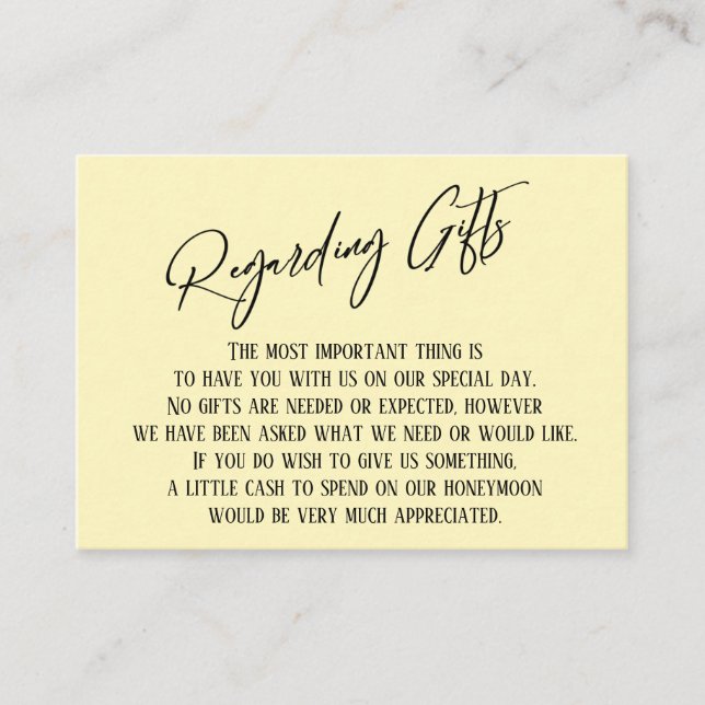 Tarjeta De Recepción Acerca de los regalos Escritura a mano Simple Amar (Anverso)