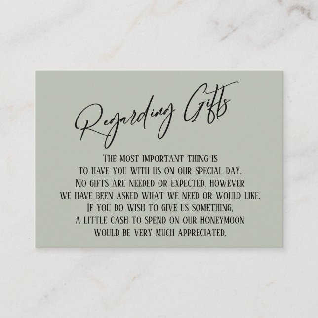Tarjeta De Recepción Acerca de los regalos Escritura moderna a mano Sag (Anverso)