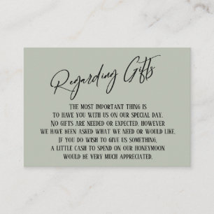 Tarjeta De Recepción Acerca de los regalos Escritura moderna a mano Sag