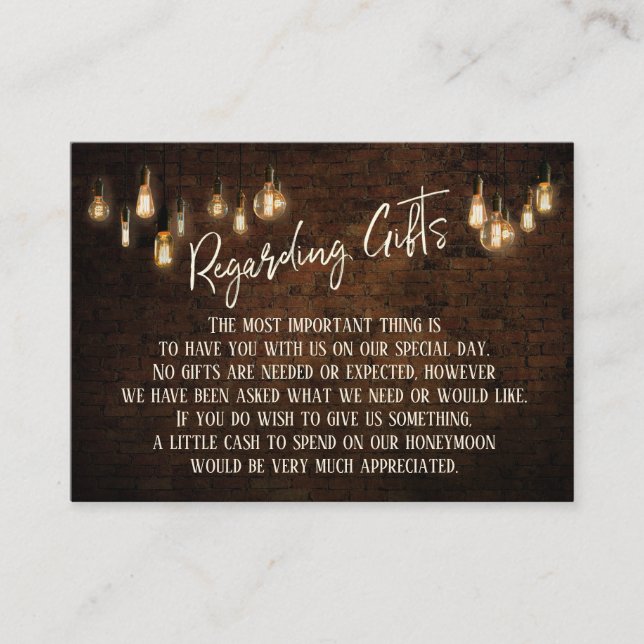 Tarjeta De Recepción Acerca de los regalos Ladrillos Oscuros y luces cá (Anverso)