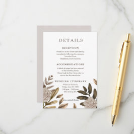 Tarjeta De Recepción Acercamiento de detalles del Boda floral de elegan