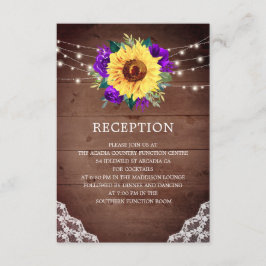 Tarjeta De Recepción Acogida Boda Sunflower Morado Rosa Lace