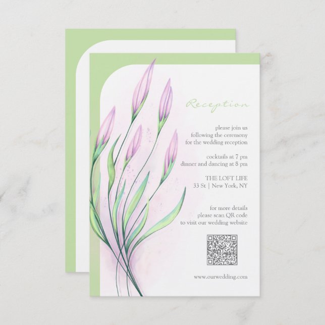 Tarjeta De Recepción Acogida de Boda de Lilies Púrpura Suave