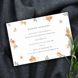 Tarjeta De Recepción Acogida de boda Naranja Floral Boho Foliage