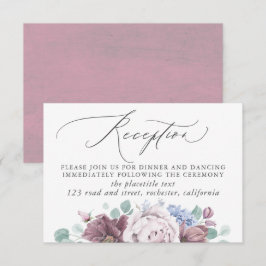 Tarjeta De Recepción Acogida de bodas azules malvas y polvorientas