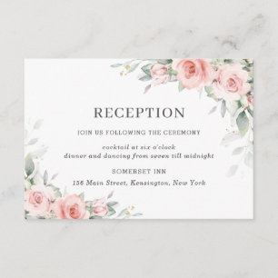 Tarjeta De Recepción Acogida de bodas con flores rosadas de Rubor suave
