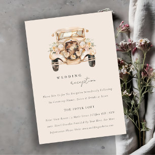 Tarjeta De Recepción Acogida de bodas de coches Rubor Floral Vintage