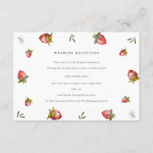Tarjeta De Recepción Acogida de bodas de hojas de fresa roja