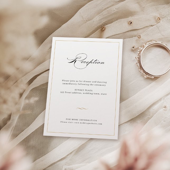 Tarjeta De Recepción Acogida de bodas de jardín con guión de elegancia  (Classic Elegance Script Greenery Wedding Reception Enclosure Card)