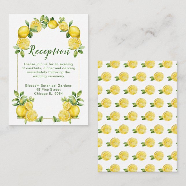 Tarjeta De Recepción Acogida de bodas de limón italiano (Anverso / Reverso)